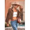 imagePRETTYGARDEN Womens Fringe Faux Suede Leather Jackets 2024 Fashion Tassel Motorcycle Cropped CoatsCoffee