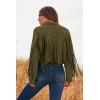 imagePRETTYGARDEN Womens Fringe Faux Suede Leather Jackets 2024 Fashion Tassel Motorcycle Cropped CoatsDark Army Green