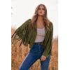 imagePRETTYGARDEN Womens Fringe Faux Suede Leather Jackets 2024 Fashion Tassel Motorcycle Cropped CoatsDark Army Green