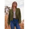 imagePRETTYGARDEN Womens Fringe Faux Suede Leather Jackets 2024 Fashion Tassel Motorcycle Cropped CoatsDark Army Green