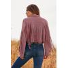 imagePRETTYGARDEN Womens Fringe Faux Suede Leather Jackets 2024 Fashion Tassel Motorcycle Cropped CoatsDark Pink