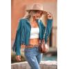 imagePRETTYGARDEN Womens Fringe Faux Suede Leather Jackets 2024 Fashion Tassel Motorcycle Cropped CoatsLake Blue