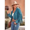 imagePRETTYGARDEN Womens Fringe Faux Suede Leather Jackets 2024 Fashion Tassel Motorcycle Cropped CoatsLake Blue