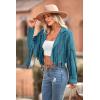 imagePRETTYGARDEN Womens Fringe Faux Suede Leather Jackets 2024 Fashion Tassel Motorcycle Cropped CoatsLake Blue