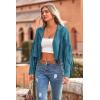 imagePRETTYGARDEN Womens Fringe Faux Suede Leather Jackets 2024 Fashion Tassel Motorcycle Cropped CoatsLake Blue