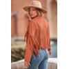 imagePRETTYGARDEN Womens Fringe Faux Suede Leather Jackets 2024 Fashion Tassel Motorcycle Cropped CoatsOrange