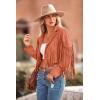 imagePRETTYGARDEN Womens Fringe Faux Suede Leather Jackets 2024 Fashion Tassel Motorcycle Cropped CoatsOrange