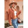 imagePRETTYGARDEN Womens Fringe Faux Suede Leather Jackets 2024 Fashion Tassel Motorcycle Cropped CoatsOrange