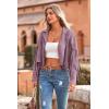 imagePRETTYGARDEN Womens Fringe Faux Suede Leather Jackets 2024 Fashion Tassel Motorcycle Cropped CoatsPurple