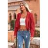 imagePRETTYGARDEN Womens Fringe Faux Suede Leather Jackets 2024 Fashion Tassel Motorcycle Cropped CoatsRed