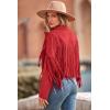 imagePRETTYGARDEN Womens Fringe Faux Suede Leather Jackets 2024 Fashion Tassel Motorcycle Cropped CoatsRed