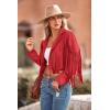 imagePRETTYGARDEN Womens Fringe Faux Suede Leather Jackets 2024 Fashion Tassel Motorcycle Cropped CoatsRed