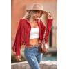 imagePRETTYGARDEN Womens Fringe Faux Suede Leather Jackets 2024 Fashion Tassel Motorcycle Cropped CoatsRed