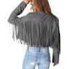 imagePRETTYGARDEN Womens Fringe Faux Suede Leather Jackets 2024 Fashion Tassel Motorcycle Cropped CoatsSilver Grey