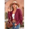 imagePRETTYGARDEN Womens Fringe Faux Suede Leather Jackets 2024 Fashion Tassel Motorcycle Cropped CoatsWine Red