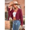 imagePRETTYGARDEN Womens Fringe Faux Suede Leather Jackets 2024 Fashion Tassel Motorcycle Cropped CoatsWine Red