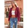 imagePRETTYGARDEN Womens Fringe Faux Suede Leather Jackets 2024 Fashion Tassel Motorcycle Cropped CoatsWine Red