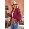 imagePRETTYGARDEN Womens Fringe Faux Suede Leather Jackets 2024 Fashion Tassel Motorcycle Cropped CoatsWine Red