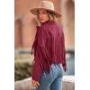 imagePRETTYGARDEN Womens Fringe Faux Suede Leather Jackets 2024 Fashion Tassel Motorcycle Cropped CoatsWine Red