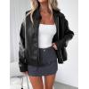 imagePRETTYGARDEN Womens Leather Jackets 2024 Fall Fashion Zip Up Motorcycle Coats Long Sleeve Winter Outfits OuterwearBlack