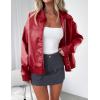 imagePRETTYGARDEN Womens Leather Jackets 2024 Fall Fashion Zip Up Motorcycle Coats Long Sleeve Winter Outfits OuterwearDark Red