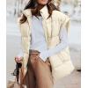 imagePRETTYGARDEN Womens Puffer Vest Fall Casual Stand Collar Lightweight Sleeveless Zip Up Padded Jackets OuterwearBeige