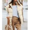 imagePRETTYGARDEN Womens Puffer Vest Fall Casual Stand Collar Lightweight Sleeveless Zip Up Padded Jackets OuterwearBeige