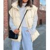 imagePRETTYGARDEN Womens Puffer Vest Fall Casual Stand Collar Lightweight Sleeveless Zip Up Padded Jackets OuterwearBeige