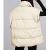 imagePRETTYGARDEN Womens Puffer Vest Fall Casual Stand Collar Lightweight Sleeveless Zip Up Padded Jackets OuterwearBeige