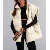 imagePRETTYGARDEN Womens Puffer Vest Fall Casual Stand Collar Lightweight Sleeveless Zip Up Padded Jackets OuterwearBeige
