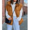imagePRETTYGARDEN Womens Puffer Vest Fall Casual Stand Collar Lightweight Sleeveless Zip Up Padded Jackets OuterwearBrown