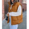 imagePRETTYGARDEN Womens Puffer Vest Fall Casual Stand Collar Lightweight Sleeveless Zip Up Padded Jackets OuterwearBrown