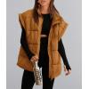 imagePRETTYGARDEN Womens Puffer Vest Fall Casual Stand Collar Lightweight Sleeveless Zip Up Padded Jackets OuterwearBrown