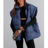 imagePRETTYGARDEN Womens Puffer Vest Fall Casual Stand Collar Lightweight Sleeveless Zip Up Padded Jackets OuterwearDark Blue
