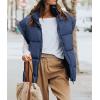 imagePRETTYGARDEN Womens Puffer Vest Fall Casual Stand Collar Lightweight Sleeveless Zip Up Padded Jackets OuterwearDark Blue
