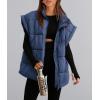 imagePRETTYGARDEN Womens Puffer Vest Fall Casual Stand Collar Lightweight Sleeveless Zip Up Padded Jackets OuterwearDark Blue