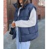 imagePRETTYGARDEN Womens Puffer Vest Fall Casual Stand Collar Lightweight Sleeveless Zip Up Padded Jackets OuterwearDark Blue