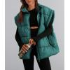 imagePRETTYGARDEN Womens Puffer Vest Fall Casual Stand Collar Lightweight Sleeveless Zip Up Padded Jackets OuterwearDark Green