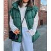 imagePRETTYGARDEN Womens Puffer Vest Fall Casual Stand Collar Lightweight Sleeveless Zip Up Padded Jackets OuterwearDark Green