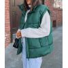 imagePRETTYGARDEN Womens Puffer Vest Fall Casual Stand Collar Lightweight Sleeveless Zip Up Padded Jackets OuterwearDark Green
