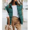 imagePRETTYGARDEN Womens Puffer Vest Fall Casual Stand Collar Lightweight Sleeveless Zip Up Padded Jackets OuterwearDark Green