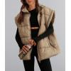 imagePRETTYGARDEN Womens Puffer Vest Fall Casual Stand Collar Lightweight Sleeveless Zip Up Padded Jackets OuterwearKhaki