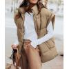 imagePRETTYGARDEN Womens Puffer Vest Fall Casual Stand Collar Lightweight Sleeveless Zip Up Padded Jackets OuterwearKhaki