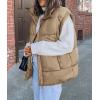 imagePRETTYGARDEN Womens Puffer Vest Fall Casual Stand Collar Lightweight Sleeveless Zip Up Padded Jackets OuterwearKhaki
