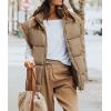 imagePRETTYGARDEN Womens Puffer Vest Fall Casual Stand Collar Lightweight Sleeveless Zip Up Padded Jackets OuterwearKhaki