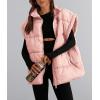 imagePRETTYGARDEN Womens Puffer Vest Fall Casual Stand Collar Lightweight Sleeveless Zip Up Padded Jackets OuterwearPink