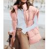 imagePRETTYGARDEN Womens Puffer Vest Fall Casual Stand Collar Lightweight Sleeveless Zip Up Padded Jackets OuterwearPink