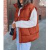 imagePRETTYGARDEN Womens Puffer Vest Fall Casual Stand Collar Lightweight Sleeveless Zip Up Padded Jackets OuterwearRust Red