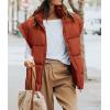 imagePRETTYGARDEN Womens Puffer Vest Fall Casual Stand Collar Lightweight Sleeveless Zip Up Padded Jackets OuterwearRust Red