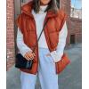 imagePRETTYGARDEN Womens Puffer Vest Fall Casual Stand Collar Lightweight Sleeveless Zip Up Padded Jackets OuterwearRust Red